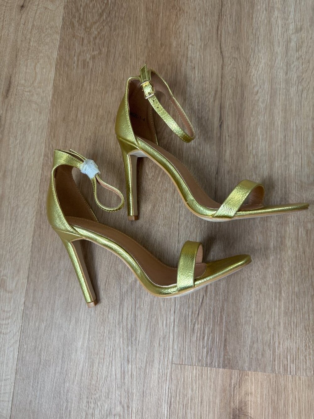 Nasty Gal Metallic Gold Ankle Strap Stiletto Heels Size 4/37